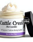 Cattle Creek Whipped Beef Tallow for Skin & Face – Deeply Moisturizing Tallow Balm – Organic Grass-Fed Skincare – Nourishes Dry, Sensitive Skin– Non-Comedogenic, Fast-Absorbing (4oz, Lavender Vanilla)