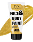 Gold Face Paint 70ml - Royal Gold Water-Based Body Paint for Creative SFX Makeup - Non-Toxic High-Pigment Face Body Paint for Adults Halloween SFX Cosplay Makeup, Theater, Stage shows
