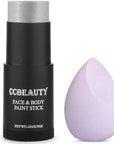 CCbeauty Metallic Silver Face Paint Stick,Glitter Face Painting Kit,Professional Body Paint,Non Toxic SFX Makeup Kit For Halloween Costume Cosplay,Full Coverage Painting Foundation With Makeup Sponge
