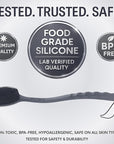 Avilana Silicone Body Scrubber – Gentle Shower Brush & Loofah Alternative- Food Grade & Lab Tested – Fast-Drying, Hygienic, BPA-Free Silicone Body Gentle Exfoliator (Dark Gray, Long Handle)