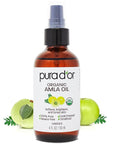 PURA D'OR 4 Oz ORGANIC Amla Oil, 100% Pure USDA Certified Premium Grade, Cold Pressed, Unrefined, Extra Virgin, Hair Serum & Thickening Hair Product w/Pump for Women & Men