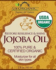 US Organic Jojoba Oil, USDA Certified Organic,100% Pure & Natural, Cold Pressed Virgin, Unrefined, Haxane Free, Sourced from Middle East directly (Small (2oz, 56ml))