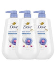 Dove Body Wash with Pump 3 Count Anti-Stress Blue Chamomile & Oat Milk, for 24hr Lotion-Soft Skin Moisturizing Skin Cleanser with No Sulfates No Parabens