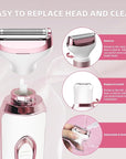 Electric Razors for Women, 4 in 1 Electric Women Shaver, Face Shavers Eyebrow Legs Armpit Bikini Area Pubic Underarms, Painless Facial Hair Removal Ladies Body Razors Set