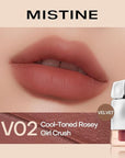 Mistine Makeup Velvet Lip Gloss Matte Lip Cream Liquid Lipstick Softening with Hyaluronic Acid Lip Tint, Non-Sticky Lightweight Lip Color V02 Pink Crush 0.1 fl oz