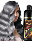 Silver Gray Hair Dye Shampoo 3 in 1 for Men & Women, Silver Hair Dye, Natural Hair Dye for Salon Home Use, Shampoo Para Canas 16.9 Fl Oz (Silver Gray)