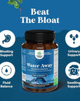 Water Away Pills Maximum Strength - Herbal Diuretic Pills for Water Retention for Fast Acting Bloating Relief for Women and Men - Easy To Take Water Retention Pills for Women and Men - 60 Servings