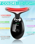 Red-Light-Therapy-for-Face and Neck with 7 Color, Facial Massager for Face and Neck, Face 𝖲 culpting Wand (Black)