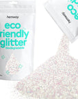 Hemway Eco Friendly Biodegradable Glitter 100g / 3.5oz Bio Cosmetic Safe Sparkle Vegan for Face, Eyeshadow, Body, Hair, Nail and Festival - Chunky (1/40" 0.025" 0.6mm) - Mother of Pearl Iridescent