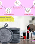Reusable Makeup Remover Pads 16 Pack Microfiber Cleansing Facial Rounds Wipes Face, Eyes, Lips(3.5inch, grey)
