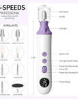 Professional Manicure Pedicure Electric Toenail Grinder Kit - Cordless Electric Nail File Set for Thick Nails Hand Feet Care ,15 Speed,Nail Drill with LED Display Ideal Gift for Men and Women-Purple