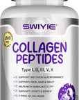 Multi Collagen Peptides Capsules 1800mg, Hydrolyzed Collagen Supplements for Women & Men with Types I, II, III, V & X, Collagen Protein Supports Skin Nails Bones & Joints | 120 Count