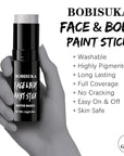 BOBISUKA Grey Face & Body Paint Stick Water-Based Washable Face Paint Makeup Stick for Halloween Skeleton, Skull, Zombie, Vampire, Cosplay, SFX, Sports Eye Black & Costume Party
