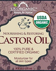 US Organic Castor Oil, USDA Certified Organic,Expeller Pressed, Hexane Free, 100% Pure & Natural moisturizing and Emollient Properties, for Skin, Hair Care, Eyelashes, DIY Projects (4 oz (115 ml))