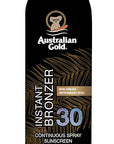 Australian Gold SPF 30 Continuous Sunscreen Spray with Instant Bronzer & Shimmer, 6 oz, Broad Spectrum UVA/UVB Protection, Water Resistant Scented Spray Sunscreen, Cocoa Dreams Fragrance
