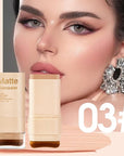 Foundation Stick, 2 in 1 Dual-Ended Eraser Contour Stick with Brush, Tinted Moisturizer, Beauty Balm Skin Tint, Concealer Foundation Sticks for Face Makeup, Sheer to Medium Coverage, Dewy Finish (#03)