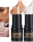 2 Pcs Cream Contour Stick Makeup Kit, Cream Highlighter Stick & Contour Bronzer Stick for Cheeks, Lightweight Blendable Smooth -Highlighter (#03 Champagne Gold #06 Silver)