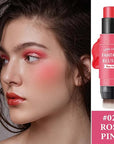 Cream Blush Stick,Blush Stick for Cheeks with Contour Rose Pink)