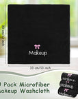 Shimeyao 20 Pack Makeup Towels Black Makeup Washcloths for Face Pink Bow Soft Microfiber Remover Cloth 13x13 Inch Quick Dry Face Towels for Cleansing Hand