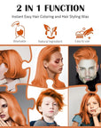 Orange Temporary Hair Color Wax, Instant Natural Hairstyle Cream Dye, Washable Styling Pomadesfor Men Girls Women Youth, Disposable Coloring Mud for Party Cosplay DIY Halloween