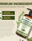 Rosemary Castor Oil for Hair Growth 16oz - 100% Pure Rosemary Oil with Castor Oil, Blend of Effective Hair Oils For Hair Growth, Hydration Scalp, Reduce Loss & Split Ends