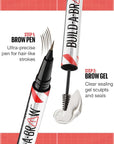 Maybelline Build-A-Brow 2-in-1 Brow Pen and Sealing Eyebrow Gel, Eyebrow Makeup for Real-Looking, Fuller Brows, Black Brown, 1 Count