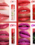 4 Pcs Roll-on Lip Gloss Set, Clear Lip Gloss Crystal Jelly Liquid Lipstick, Plumping Lip Oil, Long Lasting Hydrating & Moisturizing Lip Gloss (Set B, 0.16 Oz/Pcs)