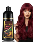 Red Hair Dye Shampoo, Instant Hair Color Shampoo, Covers Gray in Minutes, Burgundy Hair Dye, Champu Para Pintar el Cabello, Champu Para Canas, Easy to Use 16.90 Fl Oz