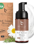 Self Tanner Mousse - USA Made with Natural & Organic Ingredients, Self Tanning Mousse for Fake Tan, Sunless Tanner for Pale Skin, Clear & Non Toxic Tanning Foam for Streak Free Finish, No Orange Color