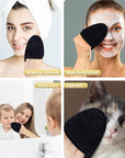SINLAND Reusable Makeup Remover Pads For Face,Eye,Lips Microfiber Gentle Facial Cleansing Cloths for All Skin Types Friendly for Makeup Remover With Laundry Bag Black Pack of 12