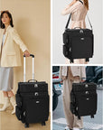 Relavel Rolling Makeup Case, 2 in 1 Hairstylist Traveling Bag Cosmetology Case on Wheels Large Hair Tools Cosmetics Train Case Makeup Artist Storage Organizer Trolley Suitcase with 360° Swivel Wheels