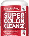 Health Plus Super Colon Cleanse 10 Day Gentle Gut Cleanse Detox, Psyllium Husk, Probiotics for Constipation Relief & Digestive Support, 120 Capsules
