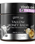 Beef Tallow for Skin: Tallow Honey Balm for Dry Skin - Organic Grass Fed Whipped Beef Tallow Moisturizer for Face Body at Home Travel 2Oz