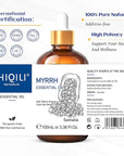 HIQILI 100ML Myrrh Essential Oil for Skin, Diffuser & Candle, 100% Pure and Natural - 3.38 Fl Oz