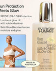 Everyday Humans SPF30 Sheer Body Glow Oil with Gold Mica | Sun Glazed Hydrating UV Protection Vegan Cruelty Free 5.1 Fl Oz | Bergamot, Squalane, Jojoba Seed Oil | UVA/UVB Broad Spectrum Protection