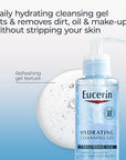 Eucerin Hydrating Cleansing Gel, Daily Face Wash and Makeup Remover Formulated with Hyaluronic Acid, 6.8 Fl Oz Bottle