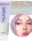 MEICOLY Chameleon Iridescent White Body Glitter,Halloween Face Glitter Paint Ice Themed Aerial Performance,Color Changing Mermaid Face Glitter,Opal Glitter for Body Hair,Festival Party Cheer Makeup
