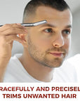 ZOMCHI Eyebrow Razor and Face Razor for Women and Men, Reusable Metal Handle with 11 Refill Blades, Dermaplane Razor with Protective Silicone Cap, Eyebrow Hair Trimmer - Polished Silver