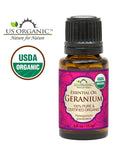 US Organic 100% Pure Geranium Essential Oil - USDA Certified Organic, Steam Distilled - W/Euro droppers (More Size Variations Available) (15 ml / .5 fl oz)