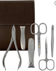 SHPITSER Professional 7pc TopInox Surgical Stainless Steel Tools Manicure Pedicure Set in Genuine Durable Leather Case Handmade in Solingen Germany for Nail and Cuticle Care