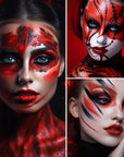BADCOLOR Red Face Body Paint Eye Black Stick, Cream Blendable Face Painting Sticks for Sports Softball Football Baseball, Facepaint for Halloween Clown Joker Devil Cosplay Costume Parties Events