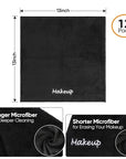 Makeup Remover Cloth, 12 Pack Black Facial Wash Cloths, Soft Coral Fleece Microfiber Towels for Face, Hand, and Bathroom(13" x 13")