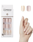 KISS imPRESS No Glue Mani Press On Nails, Design, 'Dorothy', Pink, Short Size, Squoval Shape, Includes 30 Nails, Prep Pad, Instructions Sheet, 1 Manicure Stick, 1 Mini File