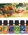 Fruit Essential Oils Set, Fragrance Oil Set for Diffuser, Scent Diffuser Oil for Candle Making- Pineapple, Sweet Orange, Grape, Green Apple, Blueberry, Watermelon