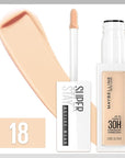 Maybelline Super Stay Liquid Concealer Makeup, Full Coverage Concealer, Up to 30 Hour Wear, Transfer Resistant, Natural Matte Finish, Oil-free, Available in 16 Shades, 18, 1 Count