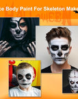 MEICOLY 3PCS Black White Light Grey Face Body Paint Stick,Halloween Zombie Skeleton Makeup Face Paint,Clown White Makeup SFX Cosplay for Adults and Kids,Eye Black Stick for Baseball & Softball
