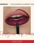 Runway Rogue Designer Liner Lip Pencil, Matte Rich Burgundy-Blackberry Lip Liner Pencil and Lip Liner Sharpener, ‘Throwback’