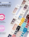 KISS imPRESS No Glue Mani Press On Nails, Design, 'Before Sunset', Multicolor, Short Size, Squoval Shape, Includes 30 Nails, Prep Pad, Instructions Sheet, 1 Manicure Stick, 1 Mini File