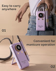 MelodySusie 2 in 1 Professional 35,000 RPM Nail Drill Kit, Coreless Rechargeable SM330G Electric Nail File, Cordless Portable Nail EFile for Acrylic Gel Nail Polish Removal, Lightweight & Quiet Purple