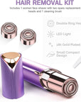 Women Facial Hair Removal Device Battery Operated with 2 Replacement Heads, Painless Womens Face Shaver for Chin Upper Lips Peach Fuzz